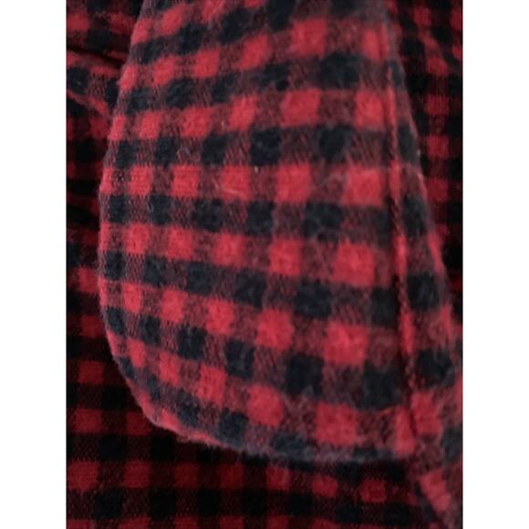 LL Bean Mens Red &Black Flannel LS Shirt Traditional Fit Thick, Tag Cut Out Lge - Picture 3 of 5